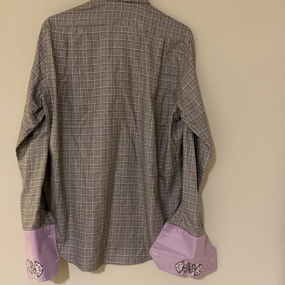 Robert Graham, 39/15.5, 100 % cotton, cufflink cuff, long sleeve, houndstooth - Picture 3 of 9